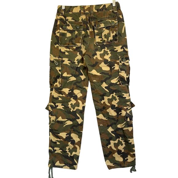 Must Way Camouflage Cargo Pants Womens 6  Ankle Ties Pockets Utility Grunge - Picture 2 of 10